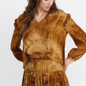 Madewell Tie-Dye Ruffle-Shoulder Top